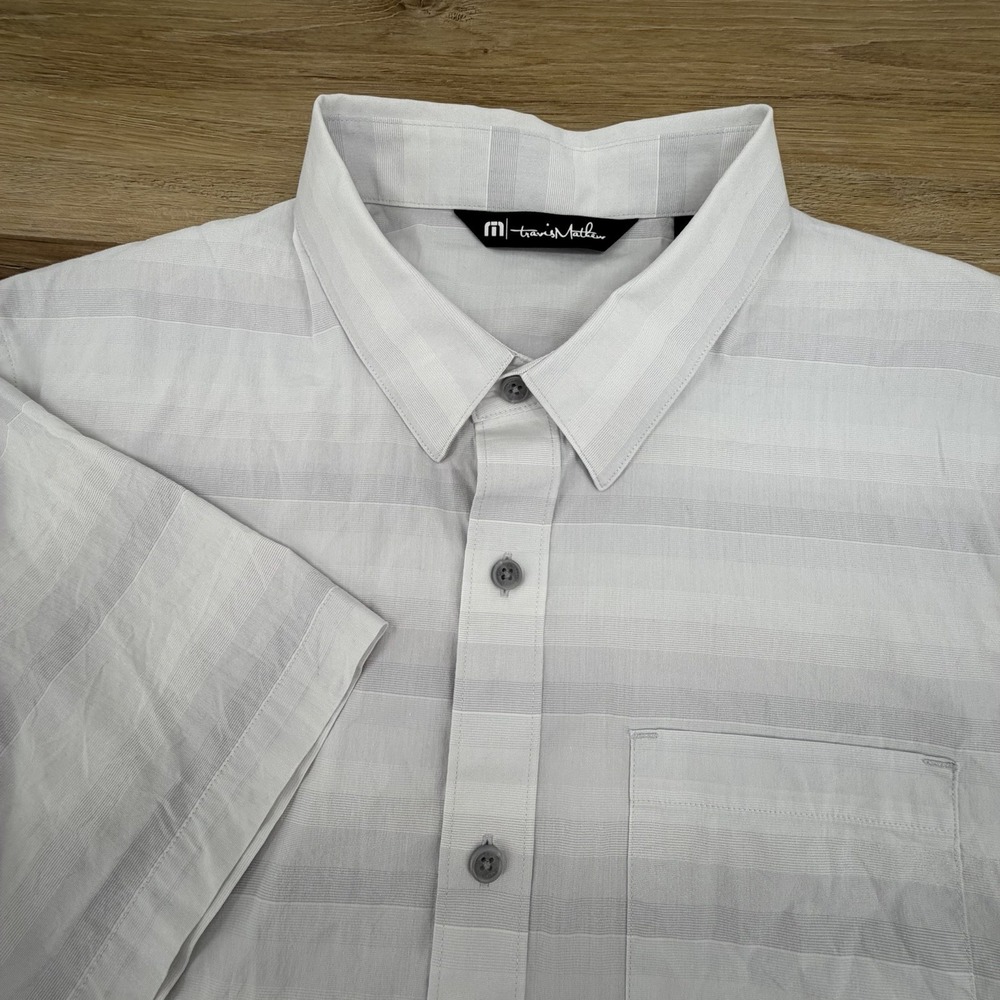 Travis Mathew Men's Size L Multicolor Stripe Short Sleeve Button Up Shirt L